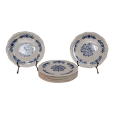 Set of 8 old dessert plates in French earthenware Moulin des Loups from the 50s