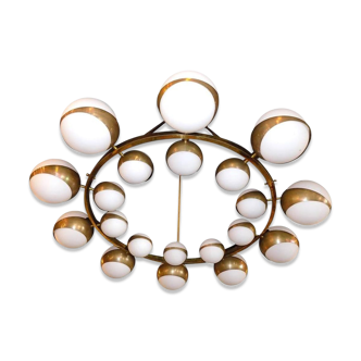 Ceiling light brass and _closes in the style of Italian creations of the 1950s
