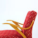 Fauteuil en tissu rouge original et bois blond, Tchécoslovaquie années 1960