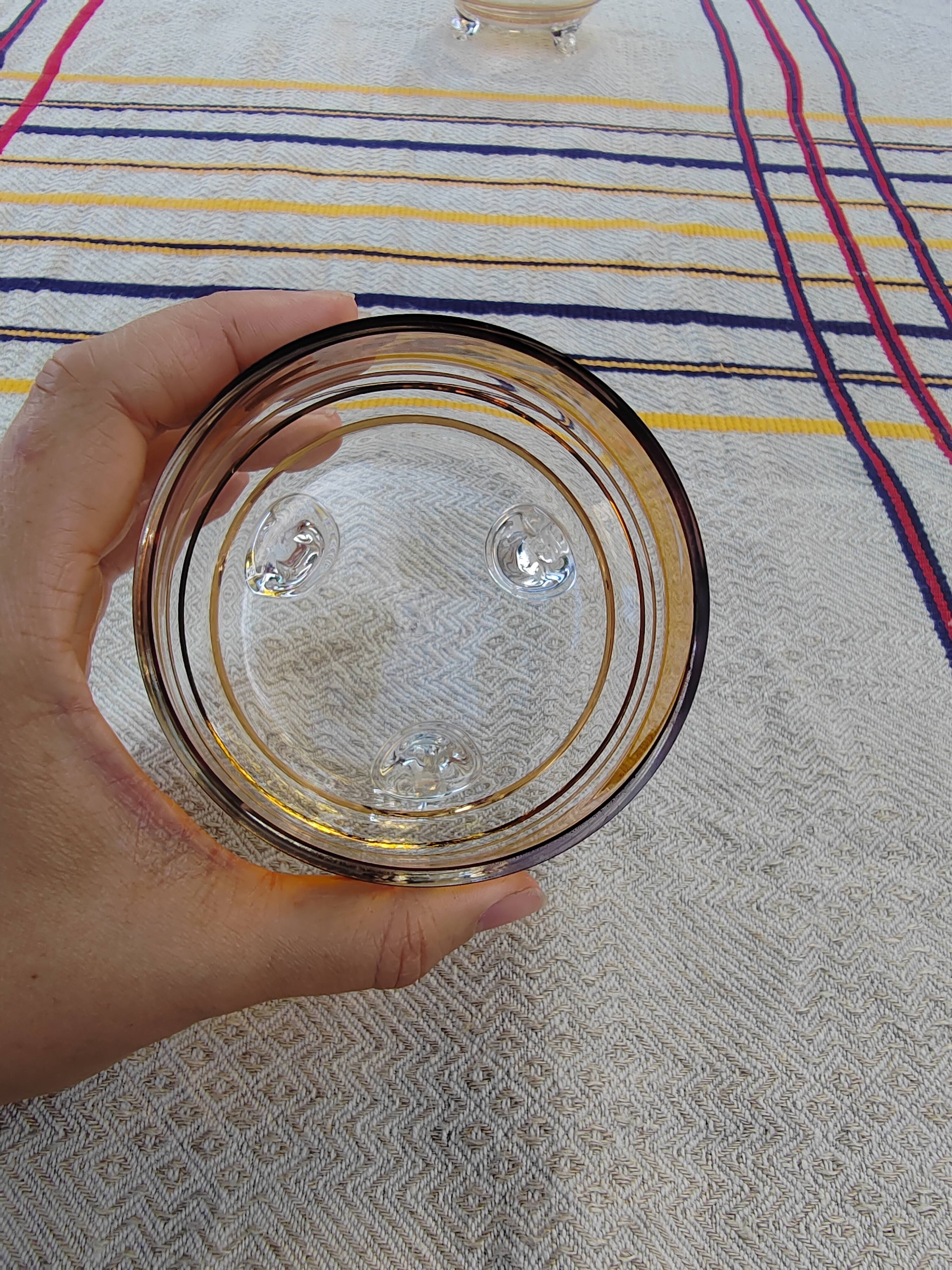 Pair of crystal stemmed bowls