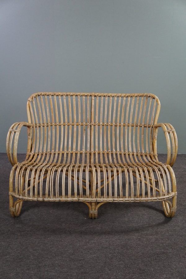 Vintage sofa Belse 8 rattan, 2 seater, Dutch Design, 1950