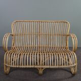 Vintage sofa Belse 8 rattan, 2 seater, Dutch Design, 1950