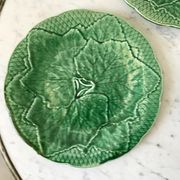 Trio of dessert plates gien model leaves in slip 50s
