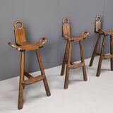 Mid century brutalist bar stools - set of 4, 1960s