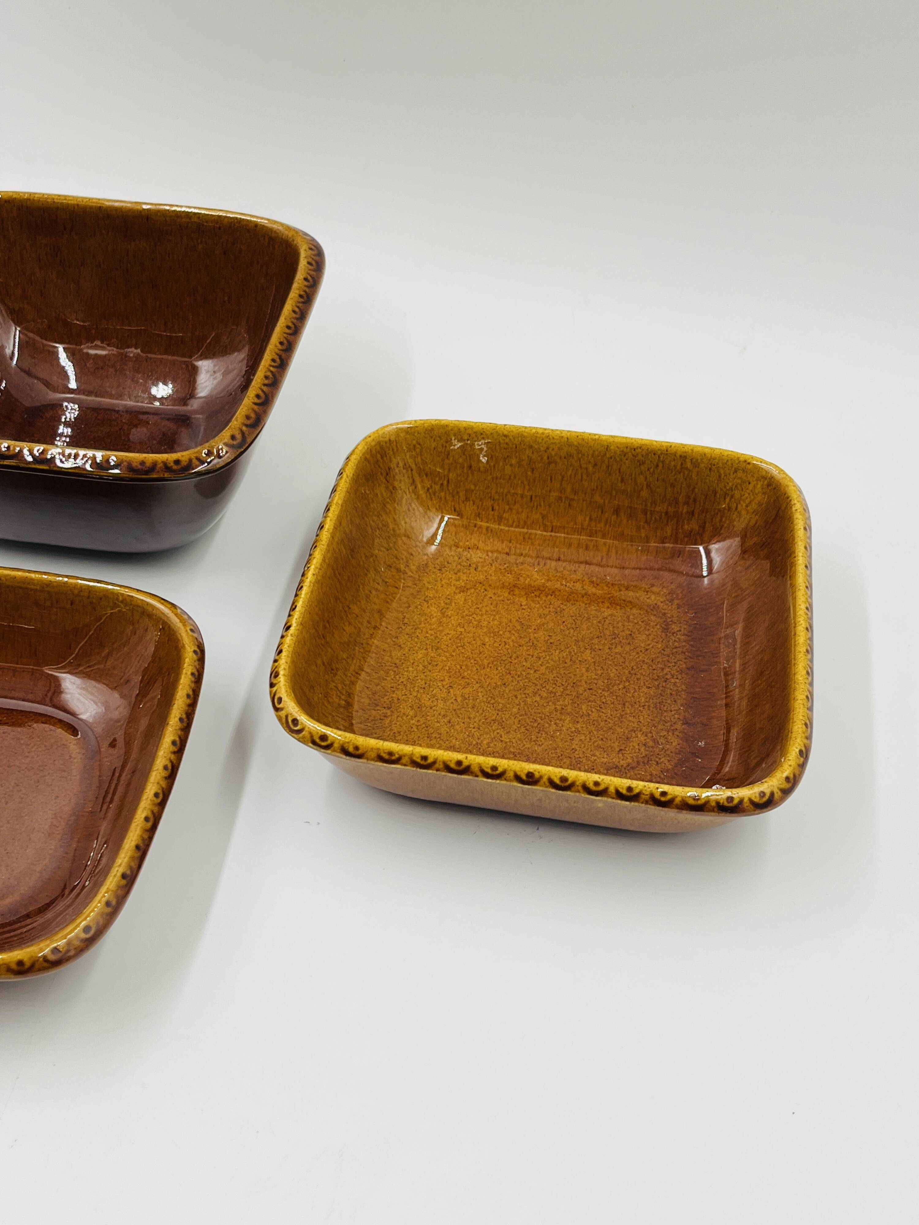 Lot 3 Square Plates Stoneware Deco Hälsingborg K.J. Svensson