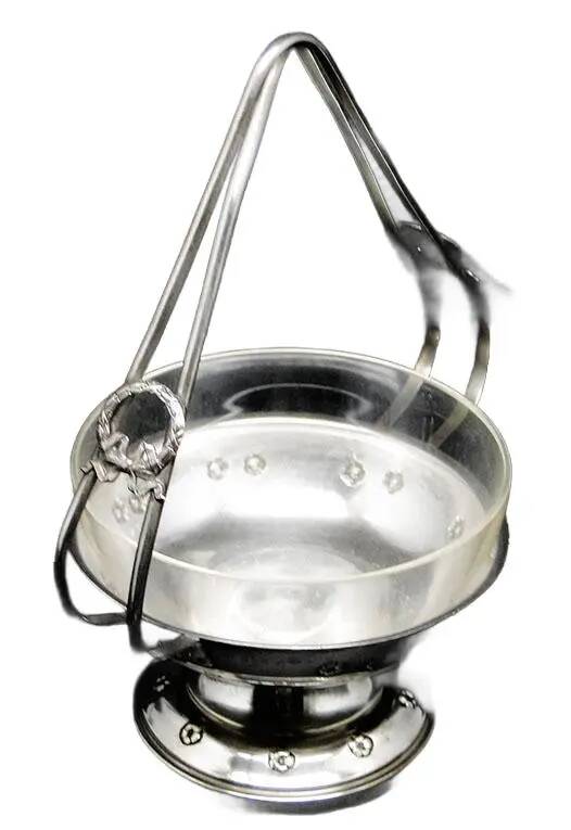 Art Nouveau sugar bowl, silver-plated brass, Poland, 1930s