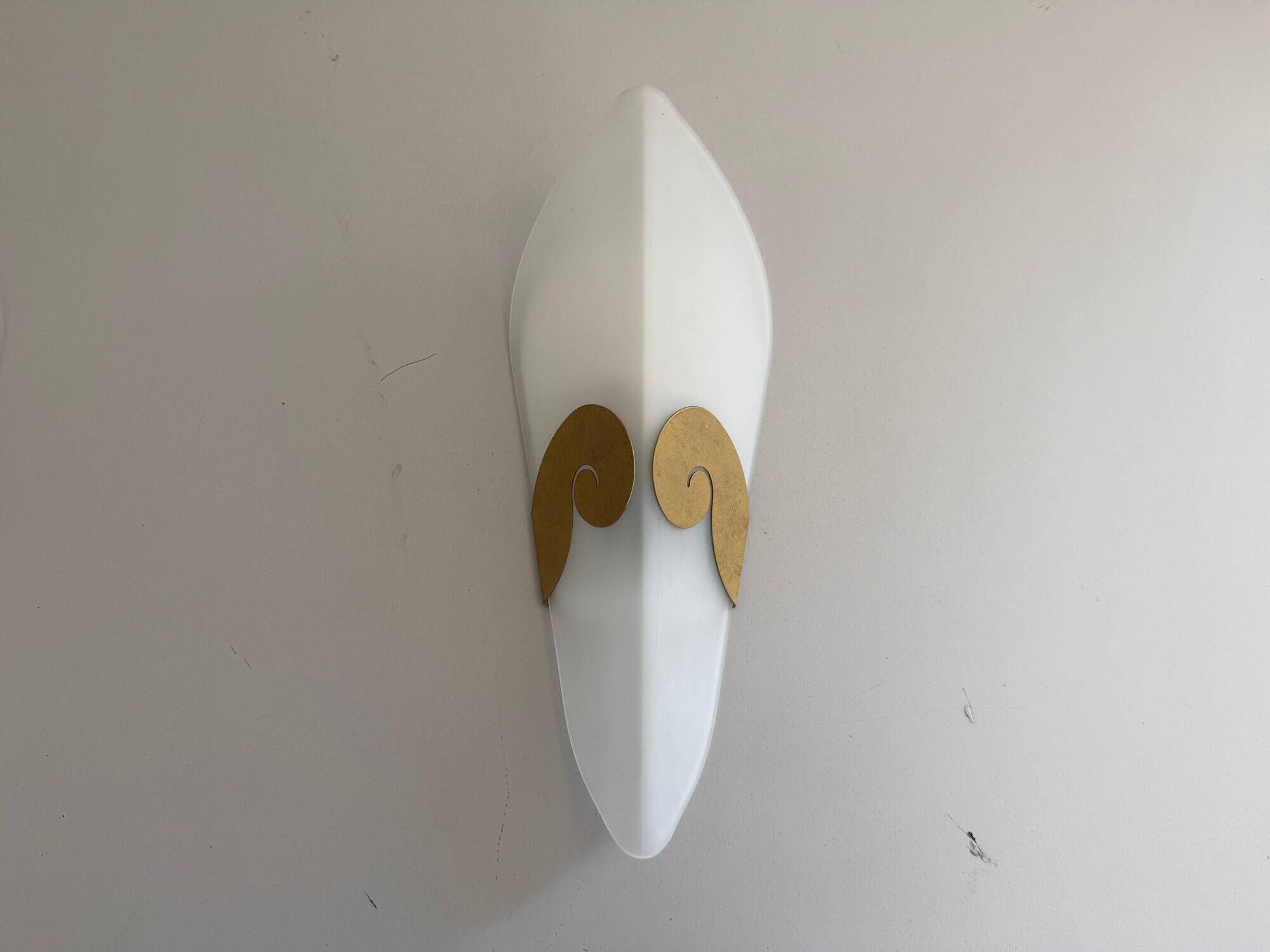 Pair of glass and metal wall lights AGE, 1980s, Italy