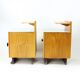 Ensemble de deux tables de chevet en bois et verre, Tchécoslovaquie 1950