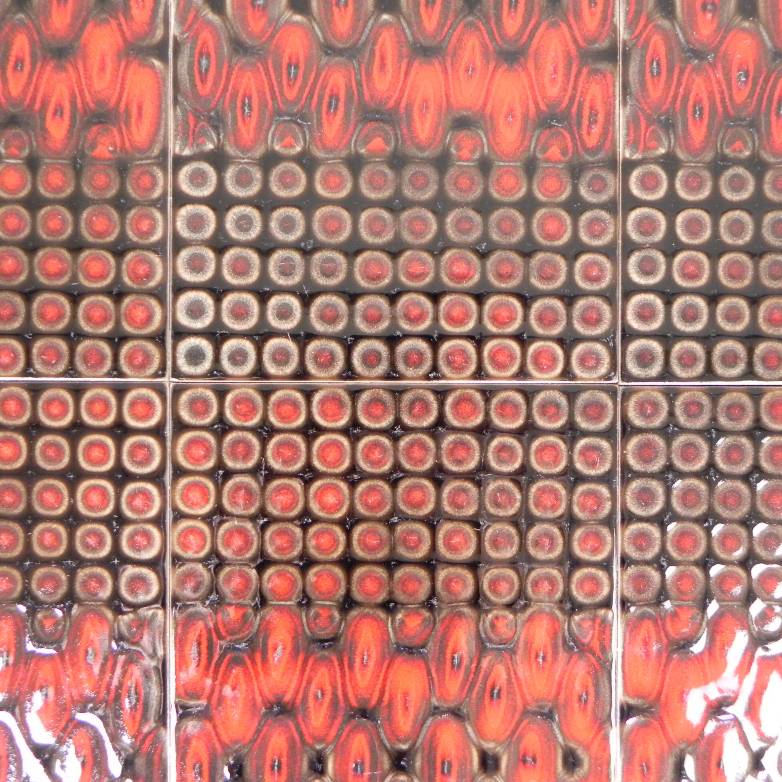 Brutalist mid-century tiled table, with 10 tiles and steel frame, 1960s.