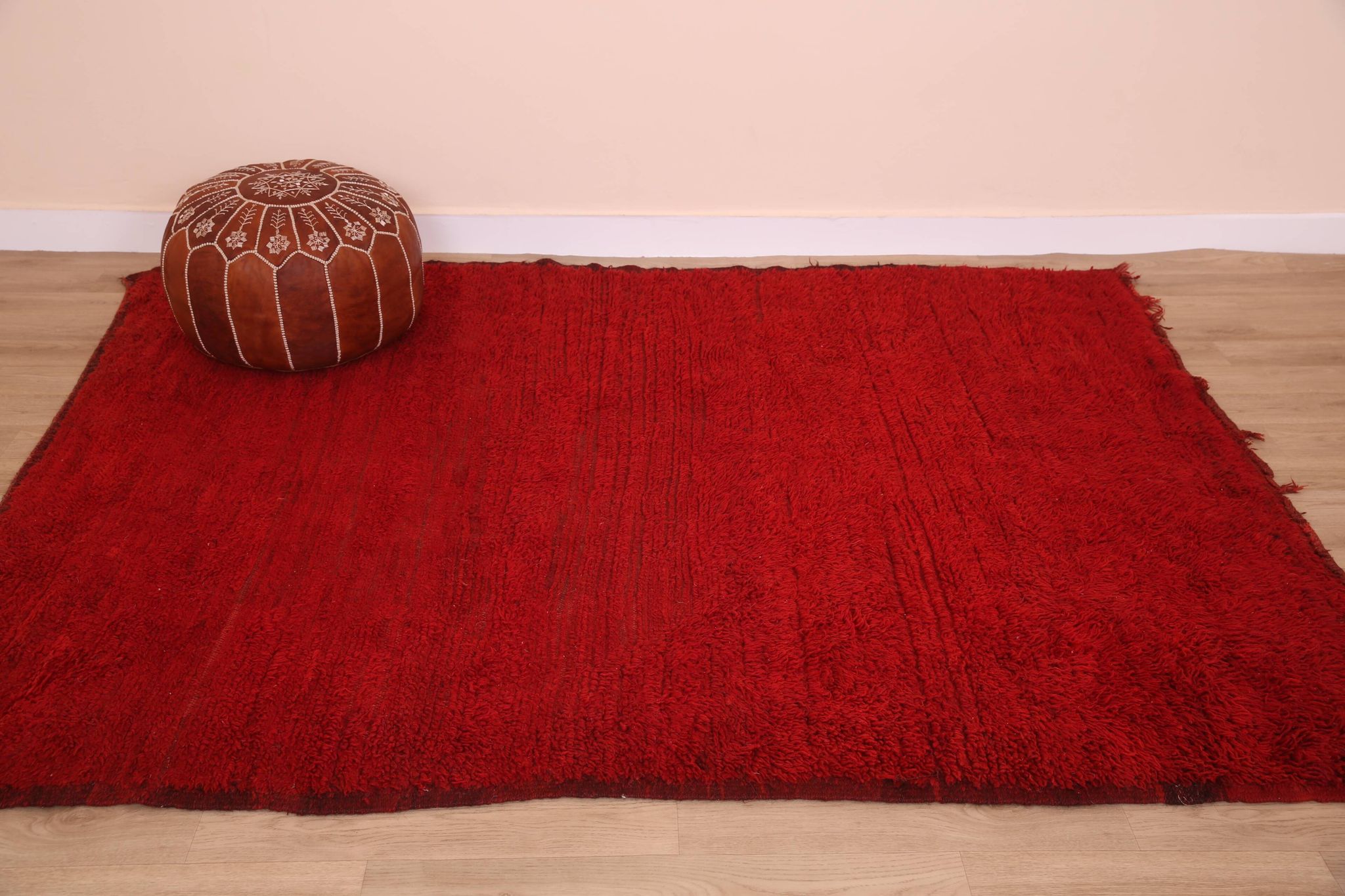 Red Vintage Moroccan Rug 180 x 230 cm, Berber Wool Rug, Handmade Boho Rug