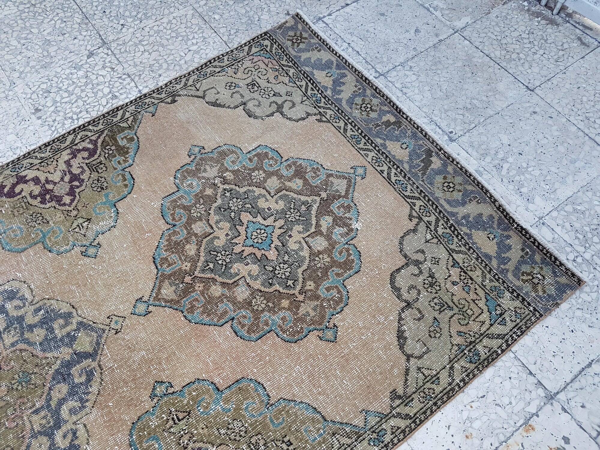 Vintage Turkish hallway rug 113x388 cm