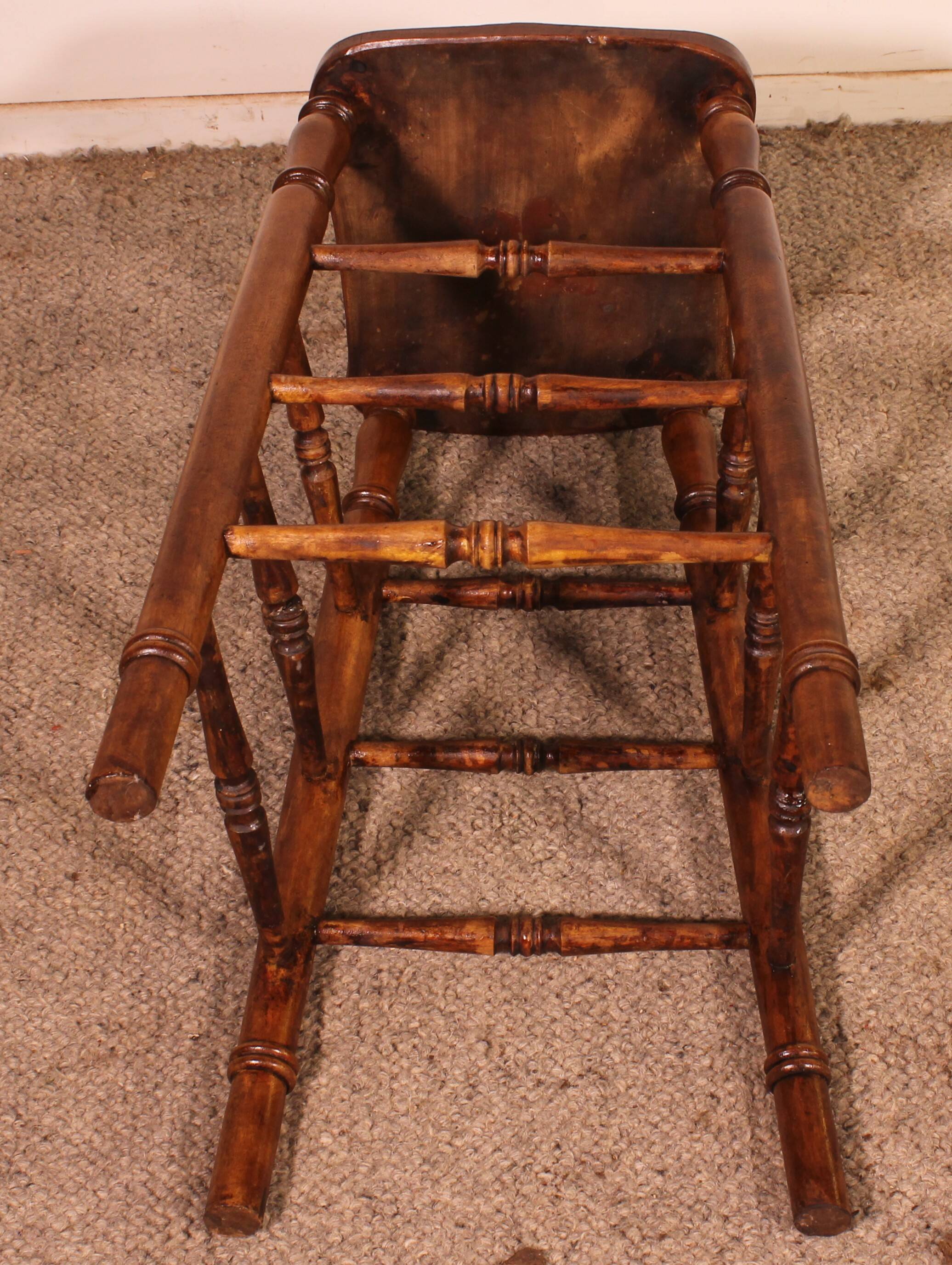 19th-century elm bar stool