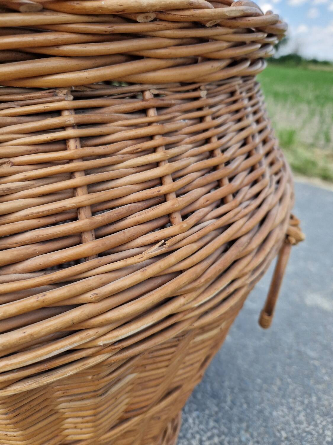 Vintage rattan laundry basket