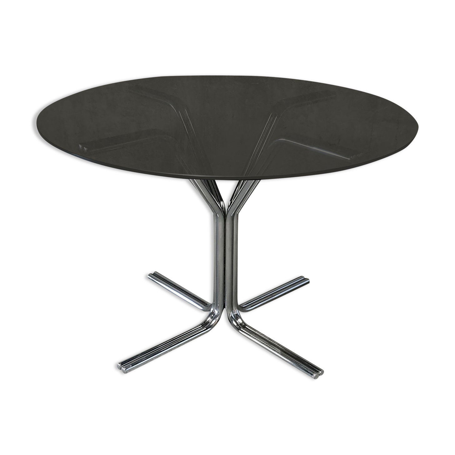 Dining table 1970 chrome and smoked glass