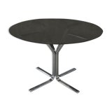 Dining table 1970 chrome and smoked glass