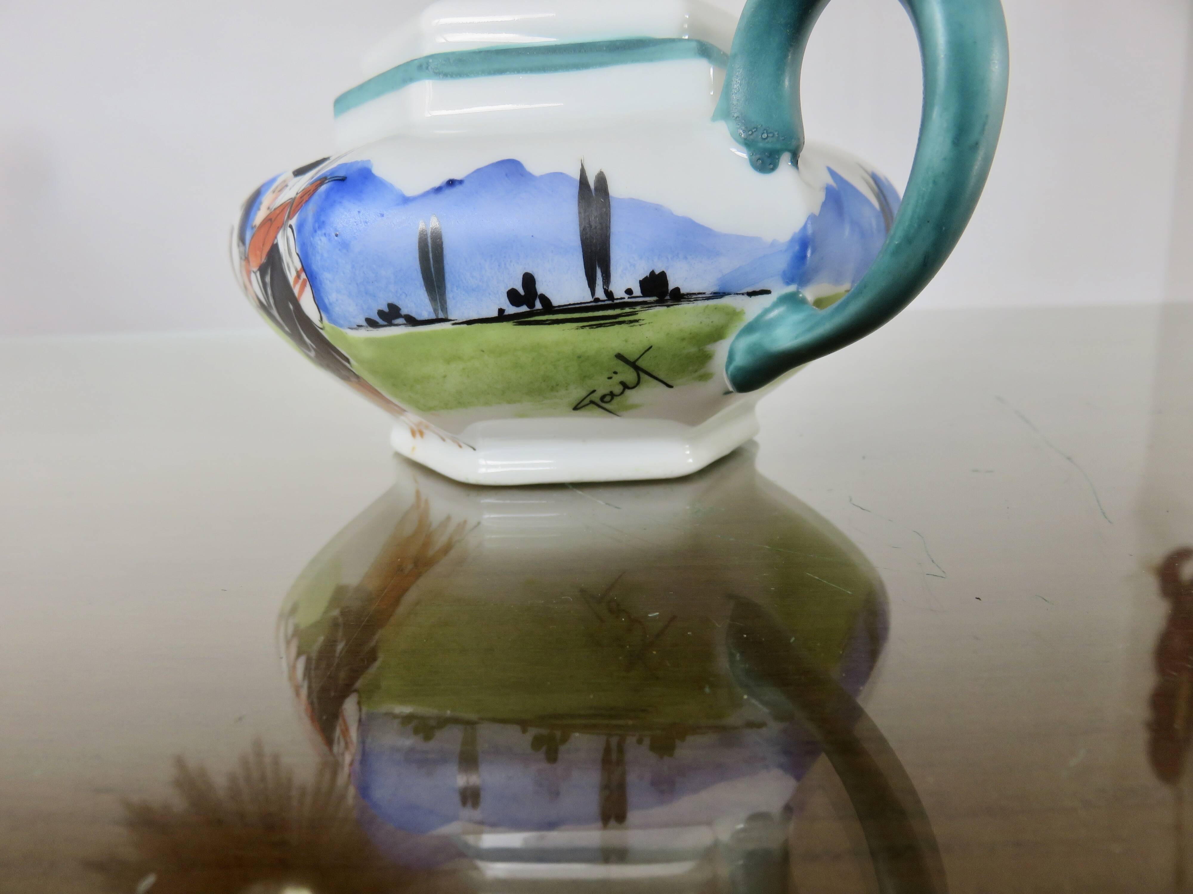 Basque ceramic René Gaïtaud, breakfast duo, 1960