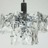 elegant 2-tier kinkeldey mid century PENDANT LIGHT crystal glass and chrome
