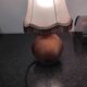 Vintage Scandinavian wooden bedside table lamp from the 1960s, signed