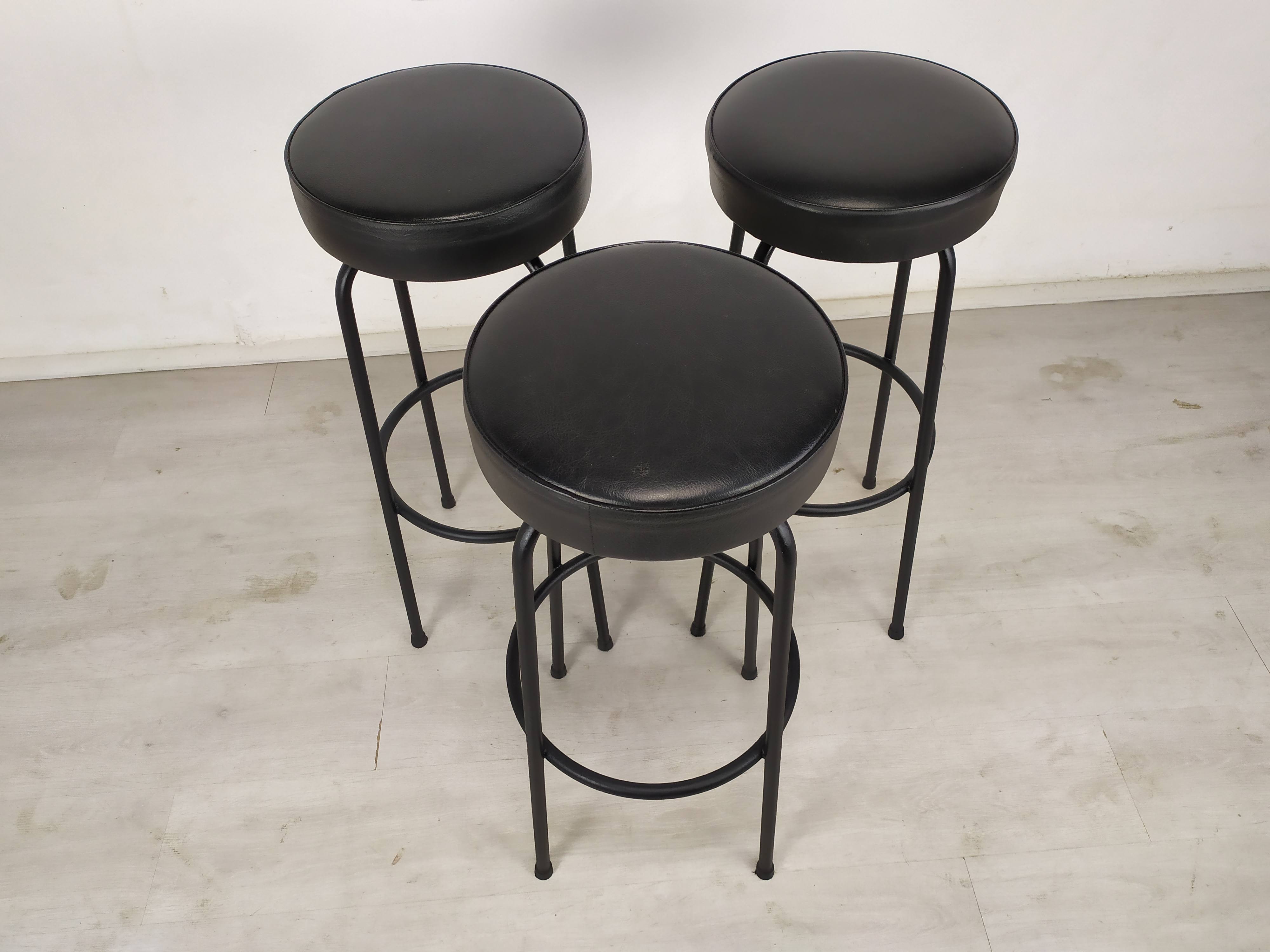3 vintage black bar stools