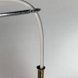 Midcentury extendable brass wall mount with cocoon and sisal shade Lars Schioler, 1960s