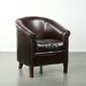 Dark cow leather club armchair with a stylish design in English style