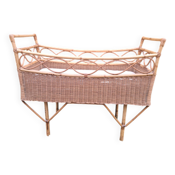 Vintage rattan baby cot