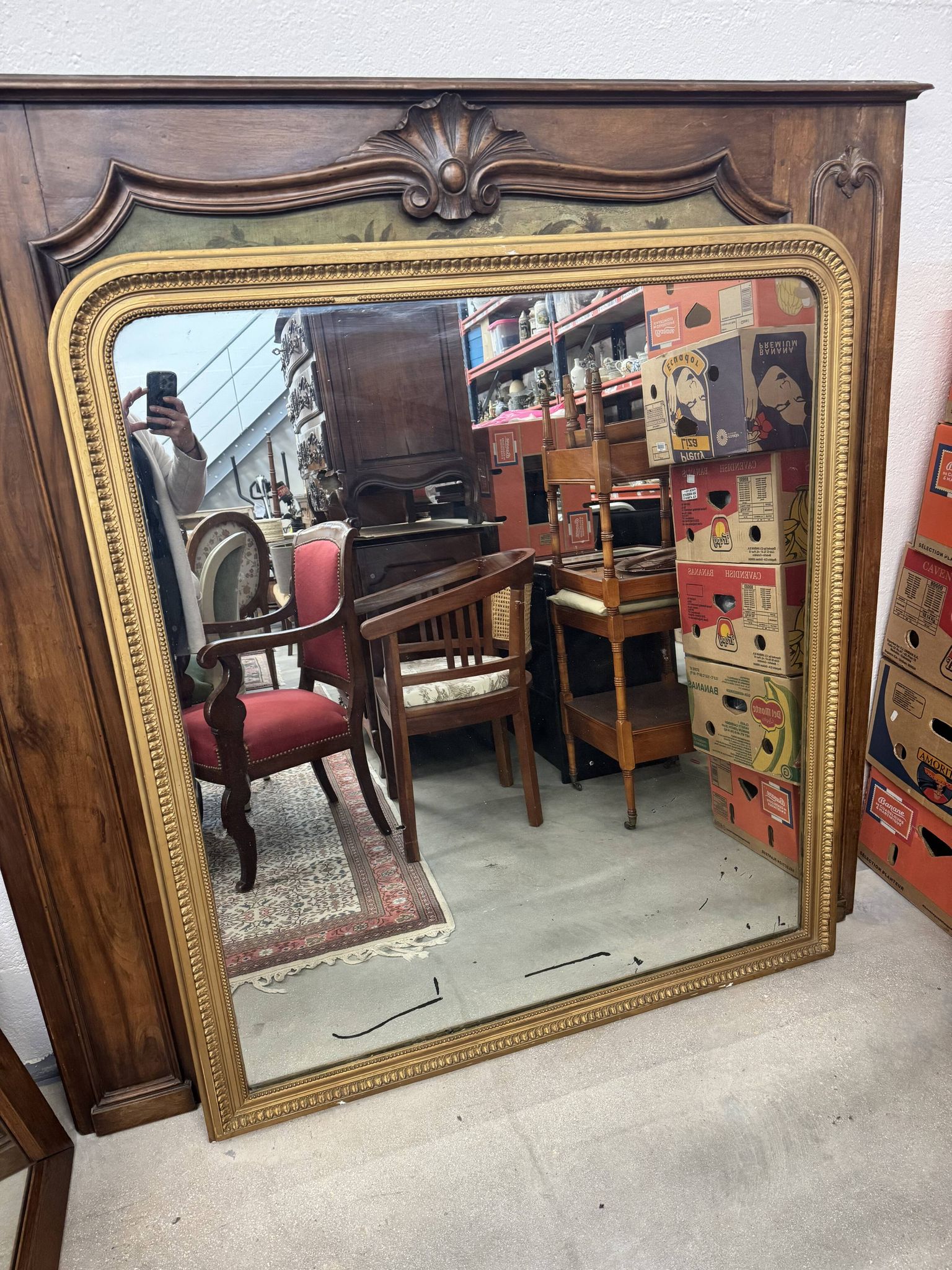 Miroir Grand format Louis Philippe bois doré