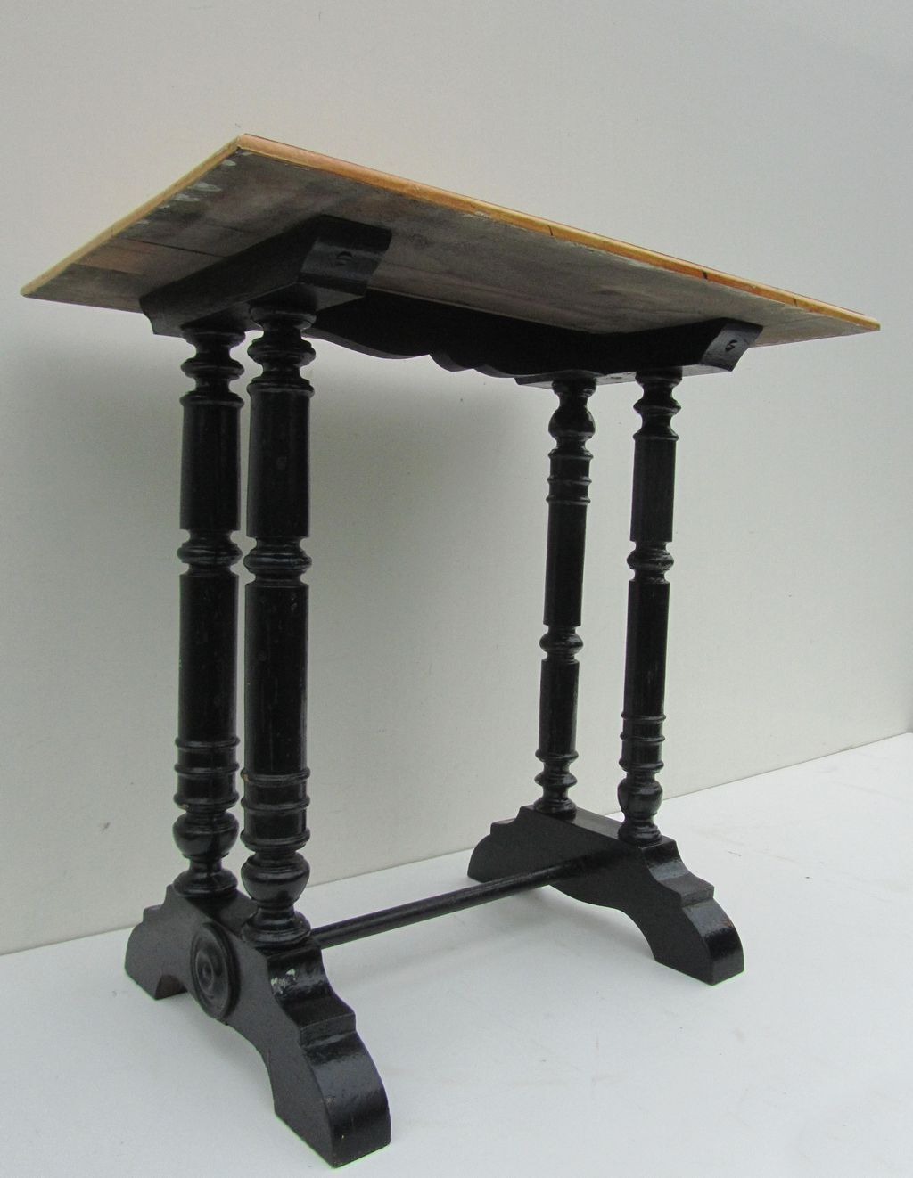 Wooden side table painted in faux marble