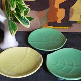Three ceramic leaf cups 50s