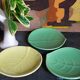 Three ceramic leaf cups 50s