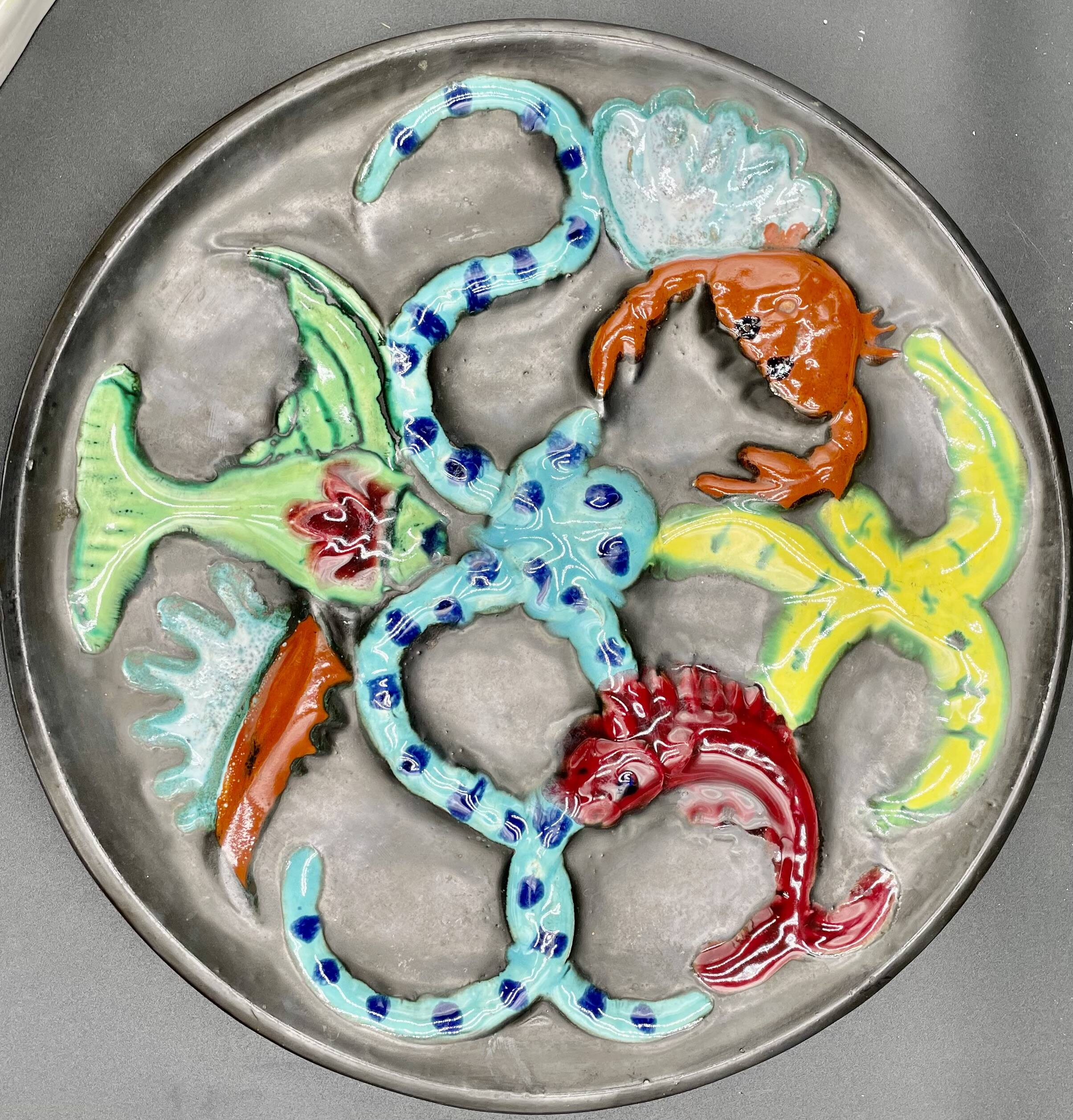 Large oyster or shellfish dish signed cérenne