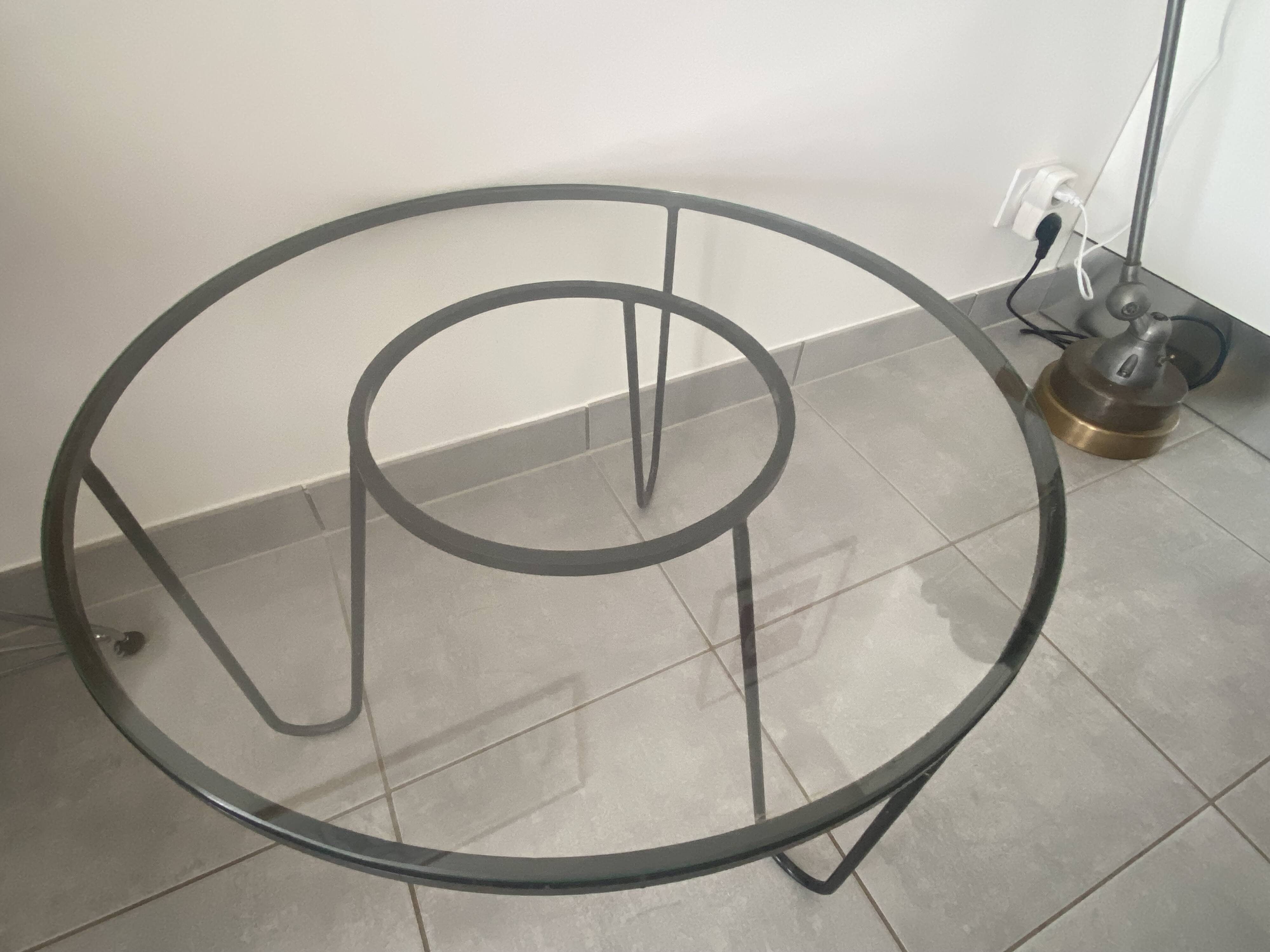 1960s metal and glass coffee table