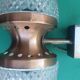 Vintage brass wall light with two crystal glass globes