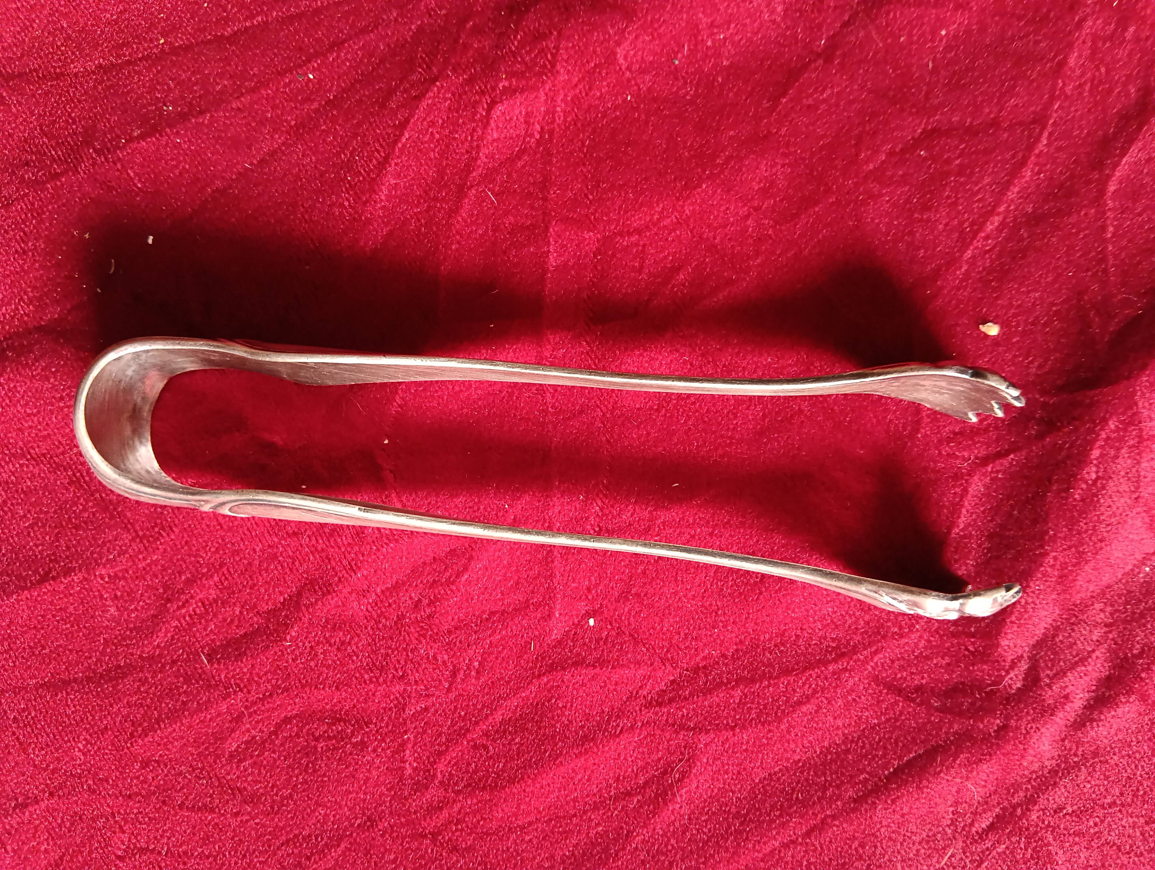 Silver-plated sugar tongs in Art Nouveau style