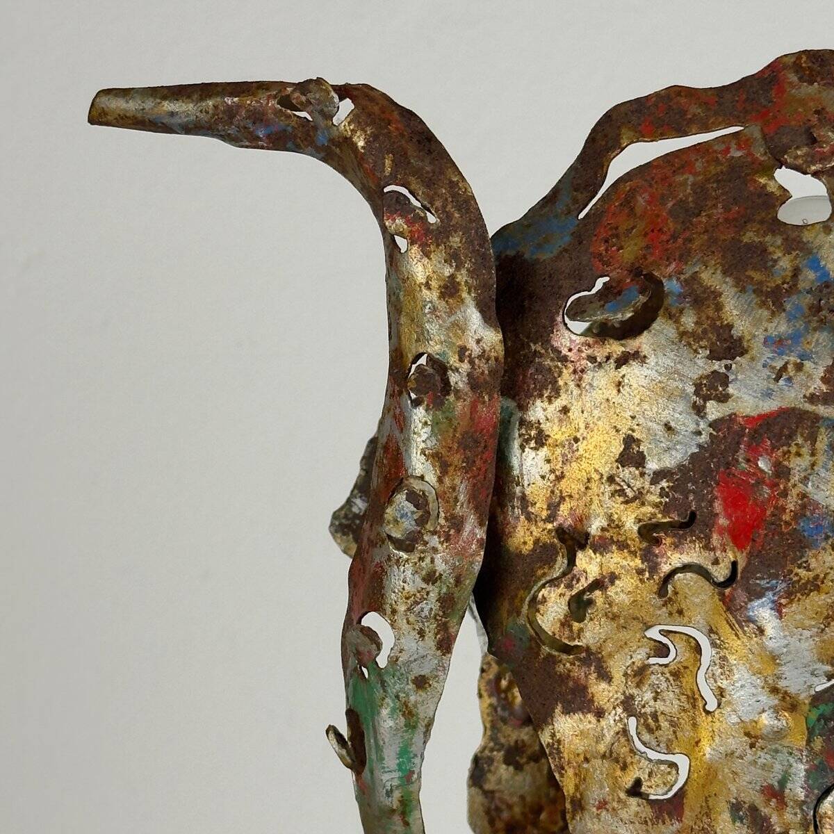 Brutalist metal octopus wall lamp by Salvino Marsura, Italy, 1980s.