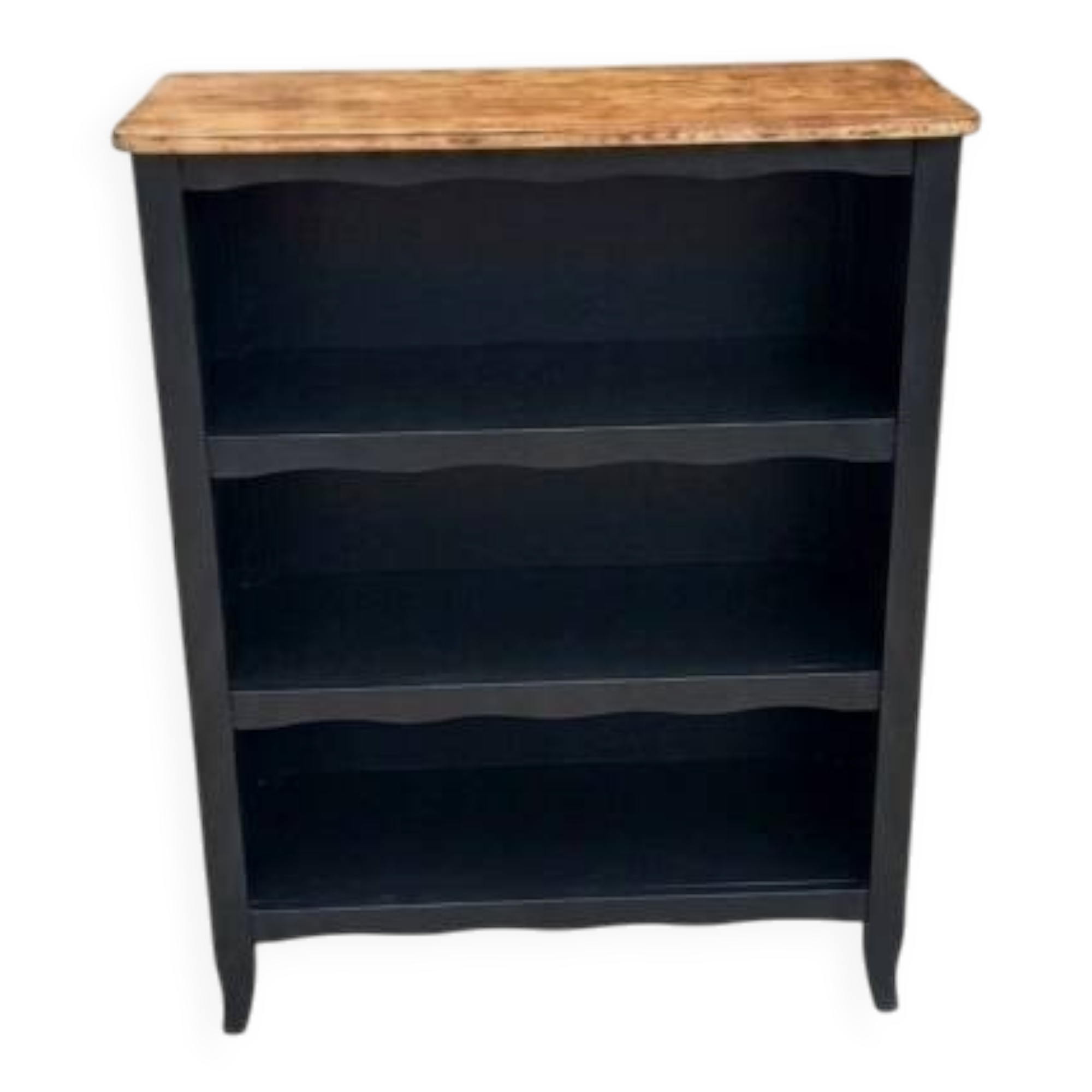Old wood and black bookshelf