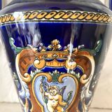 Renaissance decorated earthenware amphora vase from Gien