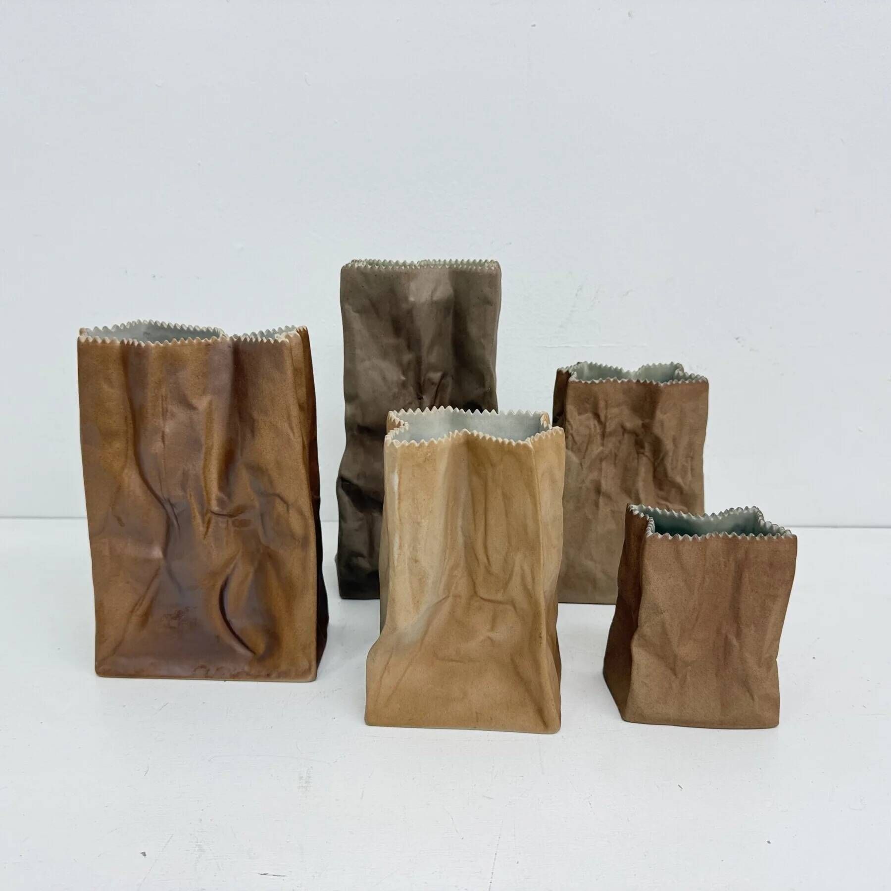 Set of 6 Rosenthal paper bag vases by Tapio Wirkkala, 1970s