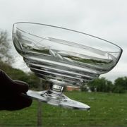 Set of 10 Art Deco crystal champagne glasses from Czechoslovakia