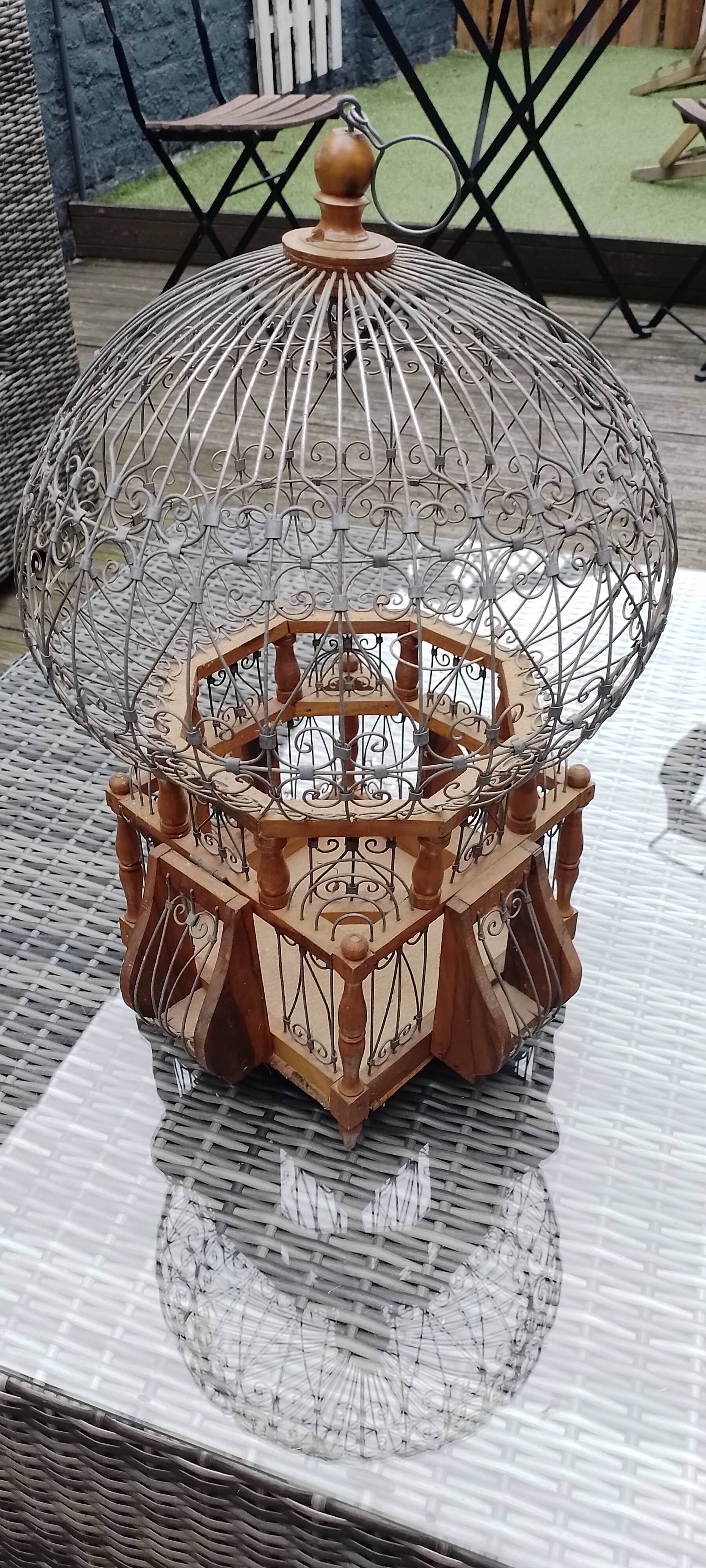 50' Vintage Metal and Wood Bird Cage