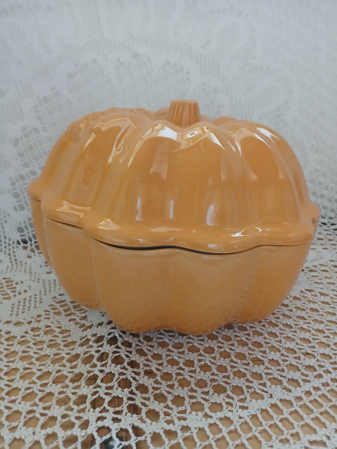 Antique pumpkin slip tureen