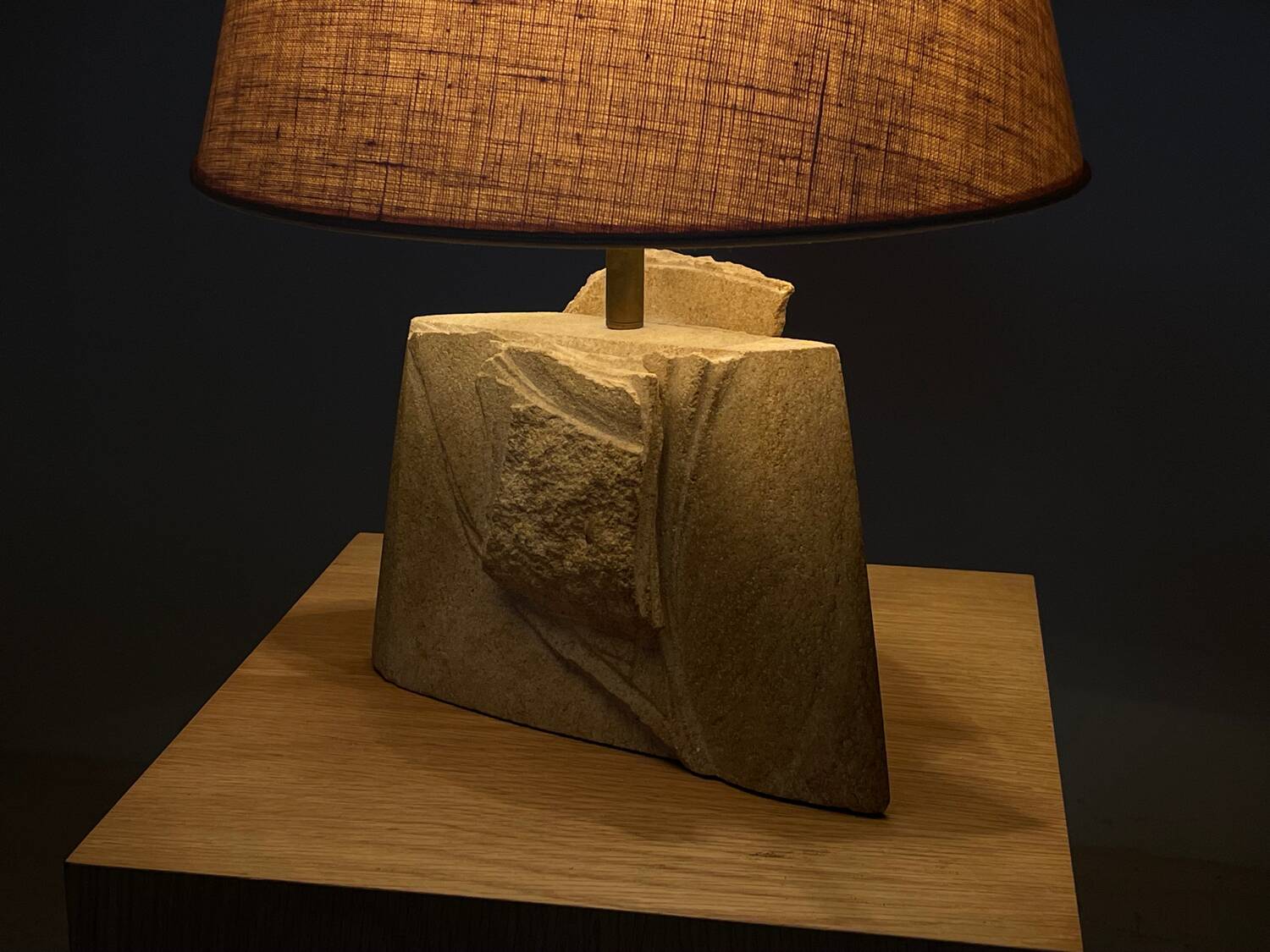 Sculpted stone lamp by Albert Tormos 1970