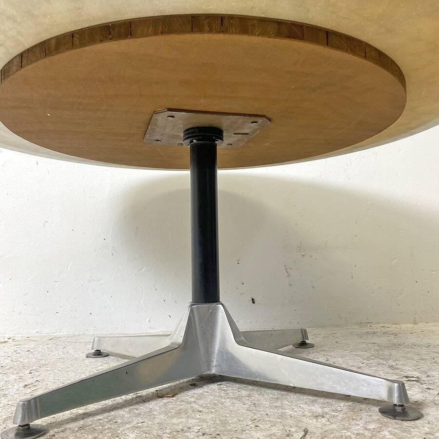 70's aluminum and white marble coffee table