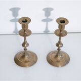 Pair of vintage Scandinavian brass candle holders