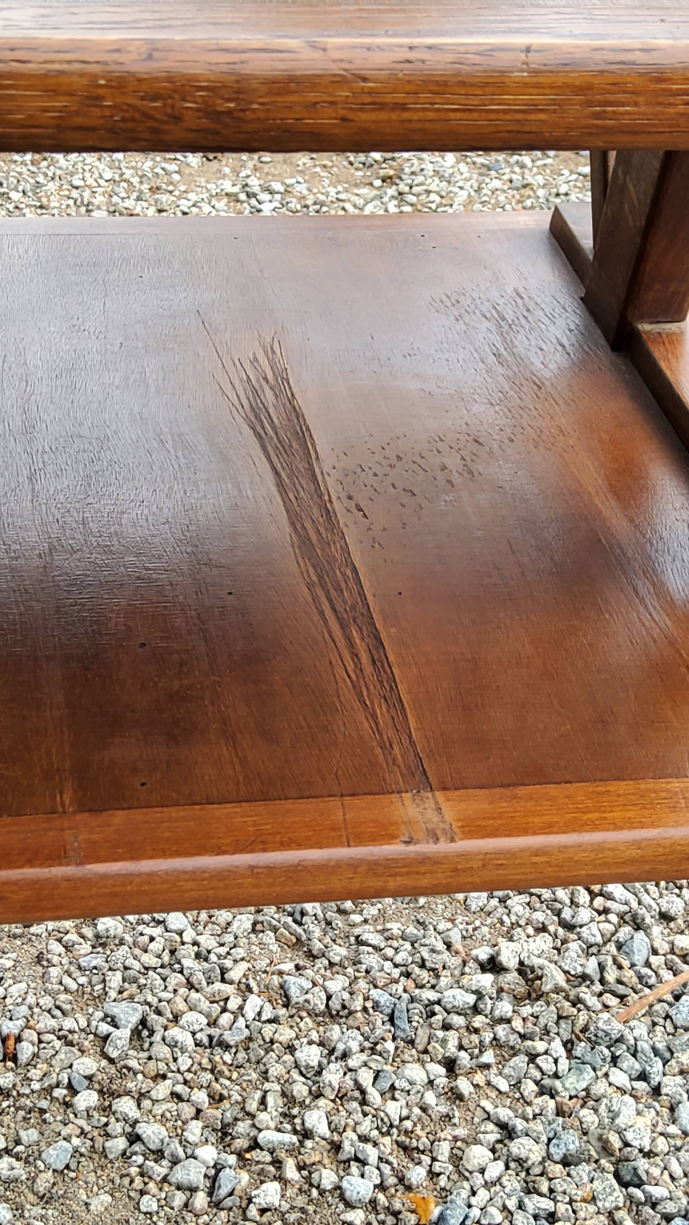 Vintage side table from the 50s in beech oak and poplar compass feet