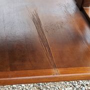 Table d’appoint vintage des années 50 en hêtre chêne et peuplier pieds compas