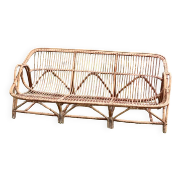 3-seater rattan bench from the 1970s