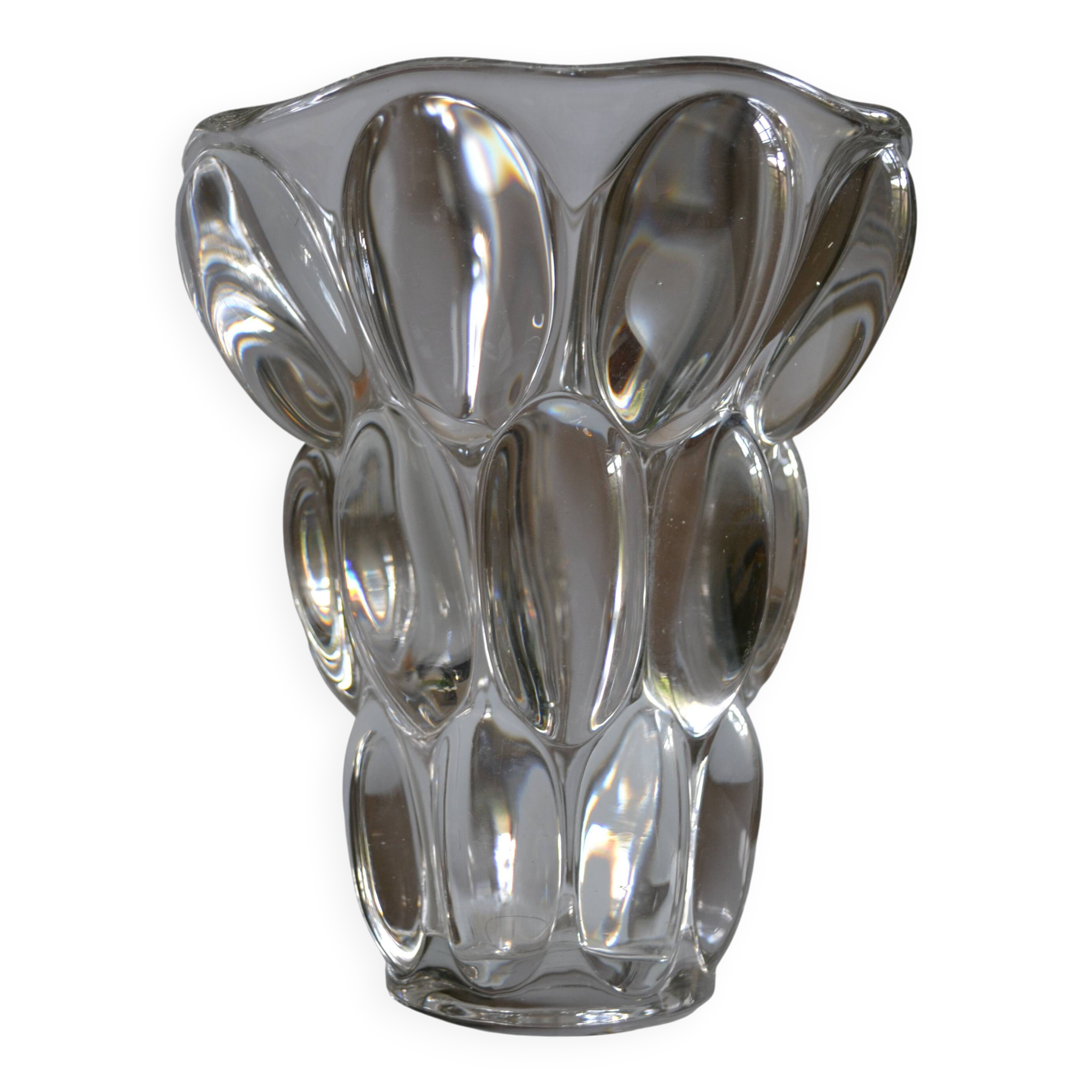 Vintage crystal vase, glassware to be identified, circa 1950 - 1960.