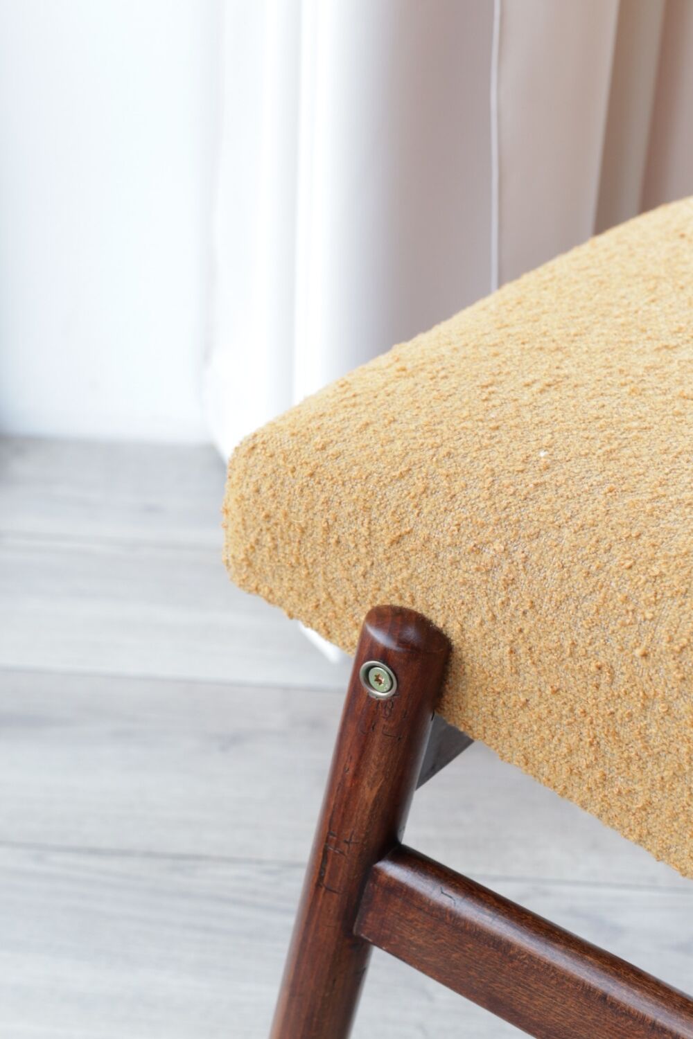 Vintage chair yellow mustard curly 1970