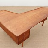 Scandinavian desk boomerang in teak by Arne Hovmand Olsen